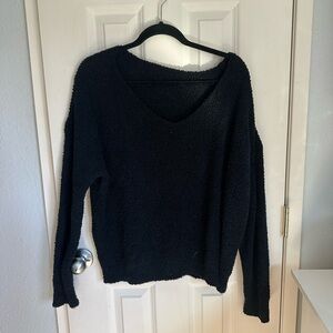 Women's Black Scoop Neck Cozy Knit Sweater